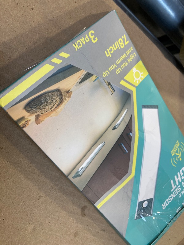 Photo 1 of Under Cabinet Lighting, Equipped with Motion Sensor, Rechargeable Battery Operated?3-Level Adjustable Brightness, 3 Pack Magnetic Under Counter Lights for Kitchen, Closet, Pantry, 7.8"