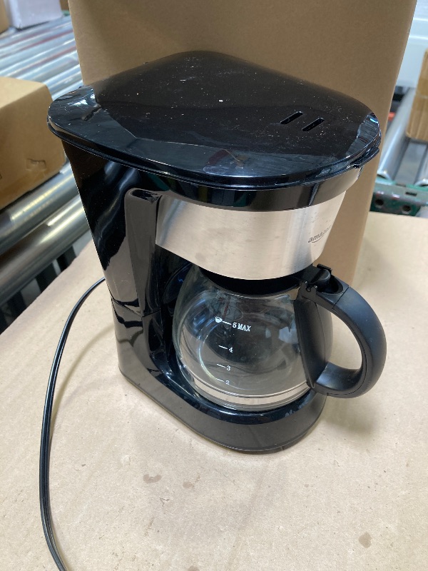 Photo 1 of Amazon Basics Coffee Makers, 5-Cup Coffee Machines with Reusable Filter, Coffee Pots, Black & Stainless Steel