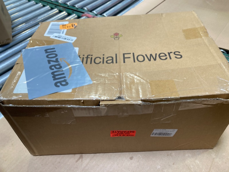Photo 1 of GRPFS Headstone Flower Saddle, Silks Artificial Cemetery Flowers for Grave-Realistic White Lily & Rose Flower Arrangement for Outdoor Memorial Decorations, Large & Easy Fit