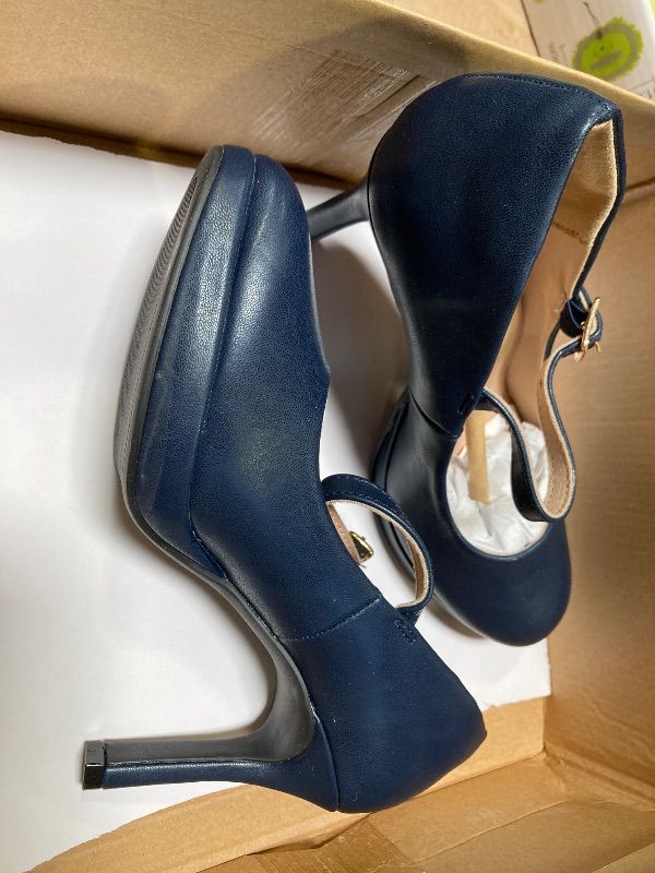Photo 1 of 6.5---mysoft Women's Pumps Closed Toe Mary Jane Pumps Round Toe Platform High Heel Dress Shoes Navy