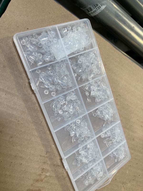 Photo 1 of 600Pcs Stiletto Clear Nails Tips Half Cover Almond Shaped Acrylic False Nails with Box, 12 Sizes