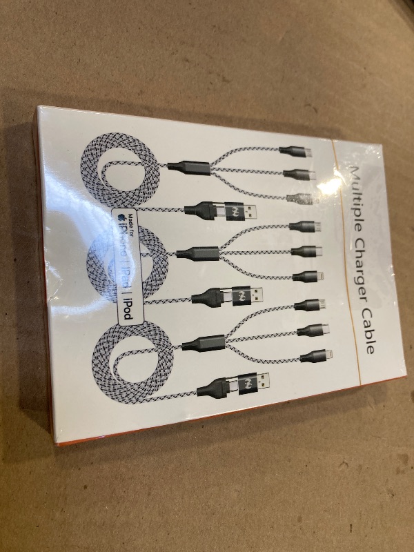 Photo 1 of IDISON Multi Charging Cable (3Pack 4ft) 3 in 1 Charging Cable Nylon Braided Cord USB A/C Port Multiple iPhone Charger Cord with Type C Micro Lightning USB for Apple iPhone Android Phone