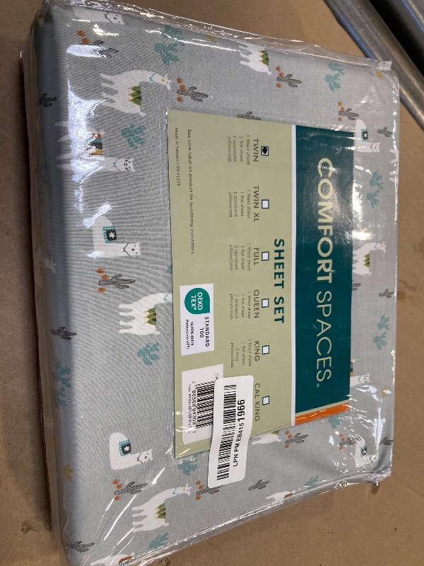 Photo 1 of Comfort Spaces 100% Cotton Sheet Set Breathable, Lightweight, Soft with 12" Elastic Pocket Fits up to 14" Mattress, All Season Cozy Bedding, Matching Pillow Case, Twin Lama Multi 3 Piece