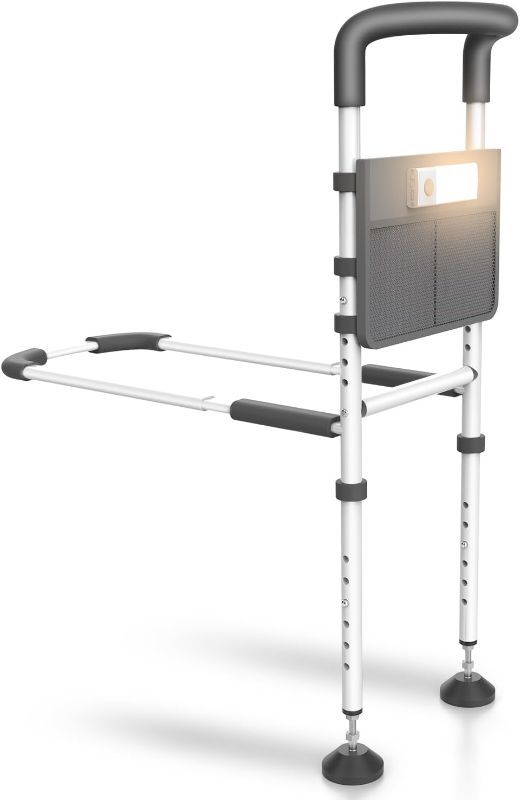 Photo 1 of Agrish Bed Rails for Elderly Adults Safety - with Motion Light & Storage Pouch, Bedside Assist Bar with Support Legs for Seniors & Surgery Patients - Medical Bed Rail
