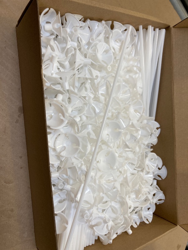 Photo 1 of Chivao 300 Pcs Plastic Balloon Stick with Cup, Balloon Stick with Base Holder Stand for Birthday Wedding Graduation Prom Baby Shower Party Decoration Supplies(White)