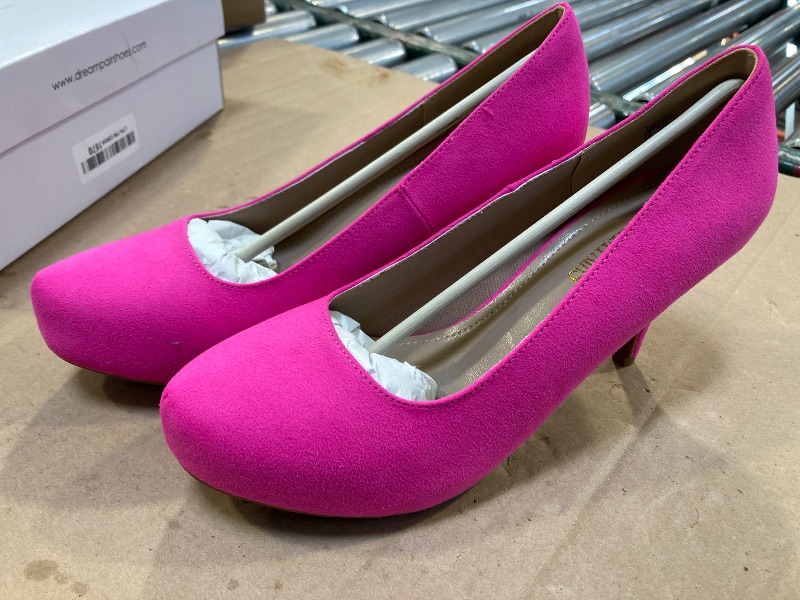 Photo 1 of DREAM PAIRS Tiffany Women's New Classic Elegant Versatile Low Stiletto Heel Dress Platform Pumps Shoes,Size 9.5,Fuchsia/Suede,TIFFANNY