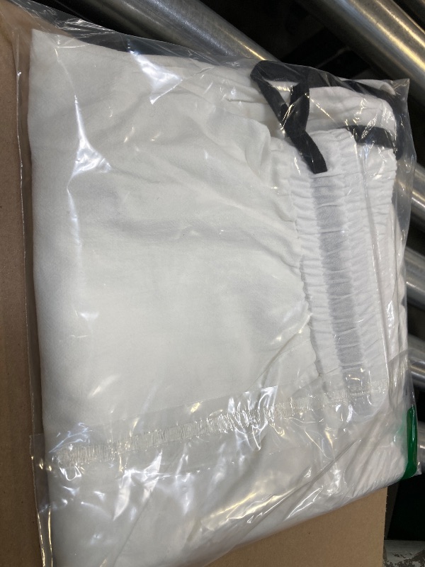 Photo 1 of CLANMILUMS Men's Cotton Linen Pants Loose Casual Lightweight Elastic Waist Summer Beach Trousers (Small, White)