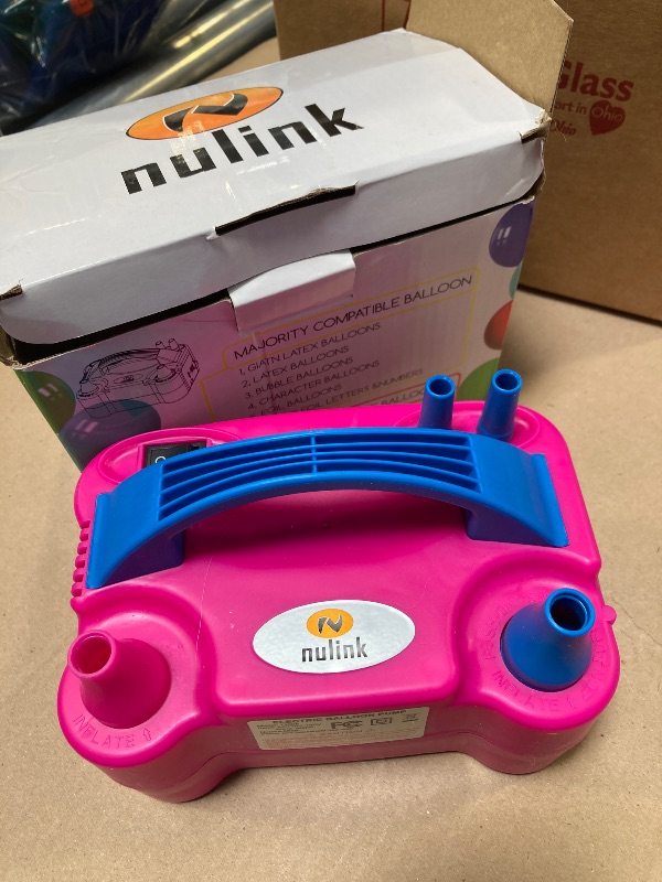 Photo 1 of NuLink Electric Portable Dual Nozzle Balloon Blower Pump Inflation for Decoration, Party, Sport [110V~120V, 600W, Rose Red]