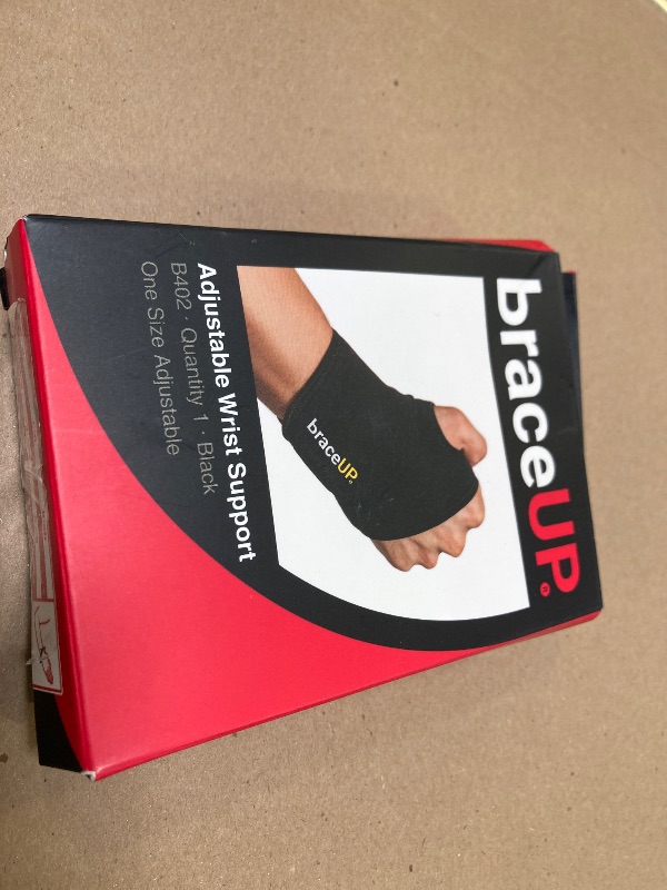 Photo 1 of BraceUP Adjustable Wrist Wrap for Men and Women - Workouts Wrist Band, Carpal Tunnel Compression Wrist Brace, Tendonitis Wrist Splint, Left Right Hand One Size Adjustable (Black)