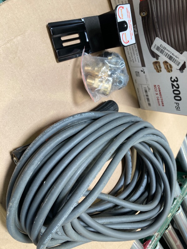 Photo 1 of YAMATIC Super Flexible Pressure Washer Hose 50FT X 1/4", Kink Resistant 3200 PSI Heavy Duty Power Washer Extension Replacement Hose With M22-14mm x 3/8" Quick Connect Kit For Gas & Electric, Grey