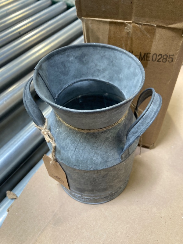 Photo 1 of TIMRIS Vintage Galvanized Milk Can, Farmhouse Decorative  Pitcher Vase, Rustic French Country Metal Jug for Flowers,7.2'' H