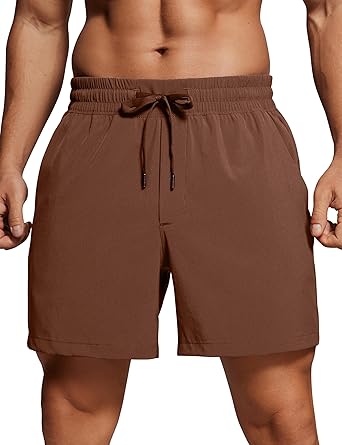 Photo 1 of CRZ YOGA Men's Linerless Workout Shorts - 5'' Lightweight Quick Dry for Running Sports Athletic Gym with Pockets Ink Small