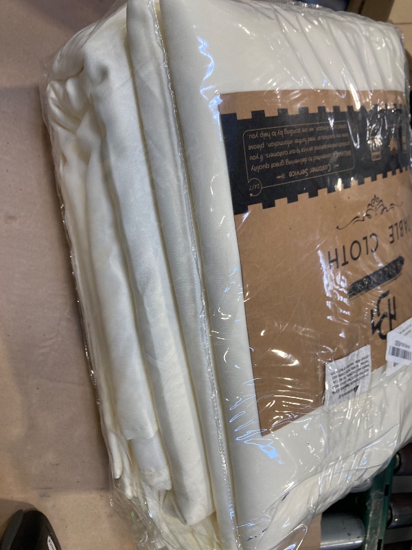 Photo 1 of BRILLMAX 6 Pack Ivory Tablecloths for 6 Foot Rectangle Tables 90 x 132 Inch - 6ft Rectangular Bulk Linen Polyester Fabric Washable Cloth Cover for Wedding Reception Banquet Birthday Party