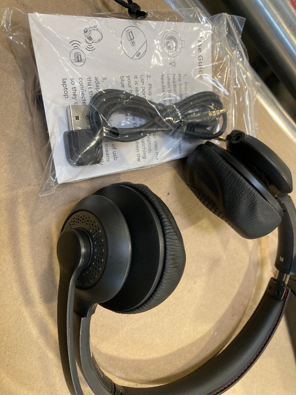 Photo 1 of Wireless Headset with AI Noise Cancelling Microphone Bluetooth Headset - Bluetooth V5.2 Headphones with USB Dongle & Mic Mute for Computer/Laptop/PC/iPhone/Android/Cell Phones (Bluetooth+USB Dongle)