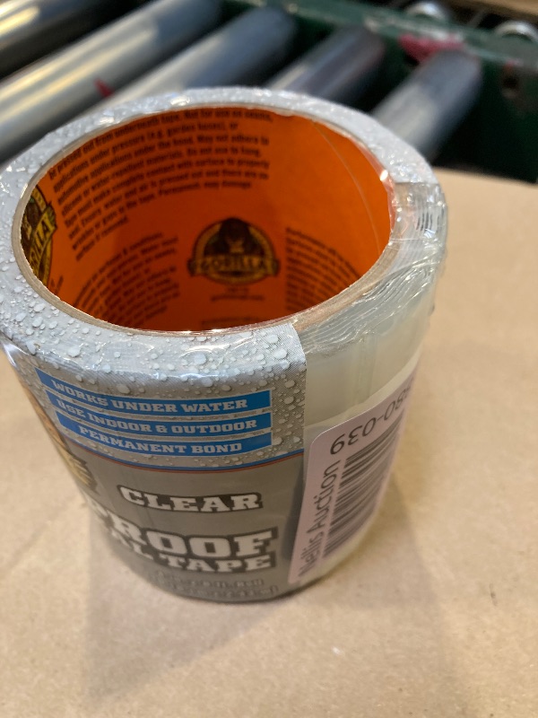 Photo 1 of Gorilla Waterproof Patch & Seal Tape, Clear Tape, 4" x 8' (Pack of 1) - Permanent Weather Resistant Seal for Leaks and Repairs