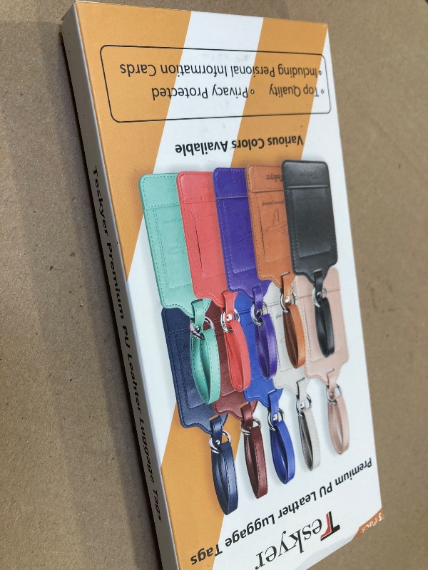Photo 1 of Teskyer Luggage Tags, 3 Pack Premium PU Leather Luggage Tags Privacy Protection Travel Bag Labels Suitcase Tags