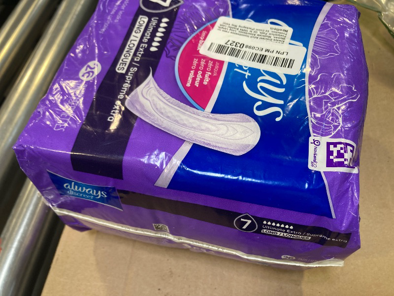 Photo 1 of Always Discreet Adult Incontinence Pads for Women, Moderate Absorbency, Long Length, Postpartum Pads, Up to 100% Bladder Leak Protection, 26 Count 
