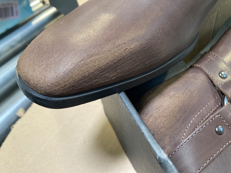 Photo 1 of 8.5--OSSTONE Men Chelsea Ankle Boots Leather Chukka Motorcycle Boots with Side Zipper Heel Retro Dress Boots JY017-R Vintage Brown 8.5