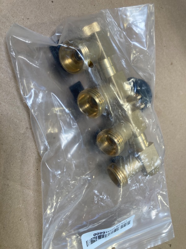 Photo 1 of Hose Splitter 4 Way, Diivoo Heavy Duty Brass Hose Connector with Rotating Arms, High Flow Spigot Splitter, Easy Grip Faucet Splitter, Solid Hose Bib Splitter for Outdoor Gardening Hoses, 3/4" Standard