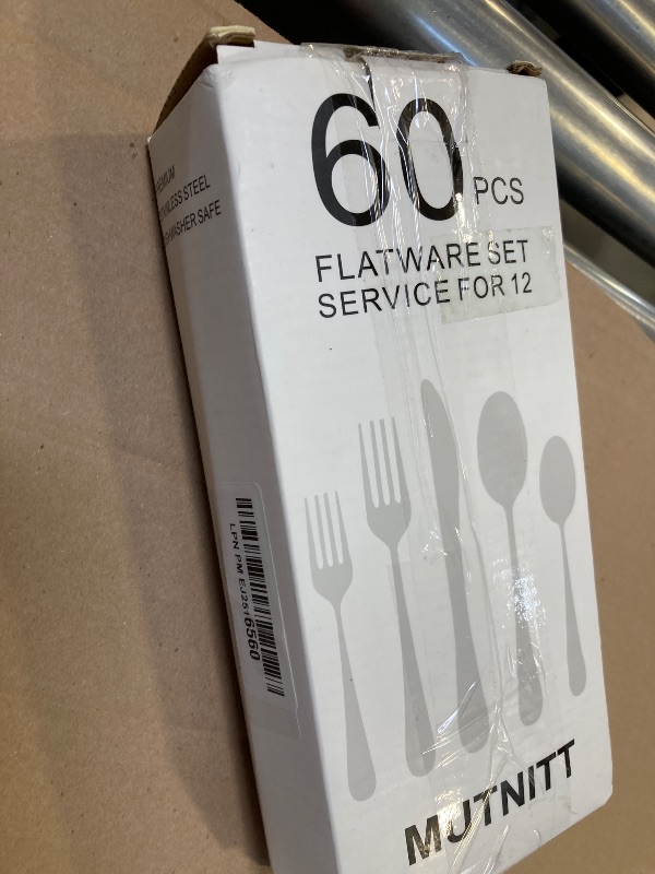 Photo 1 of MUTNITT 60 Pcs Gold Silverware Set Service for 12, Premium Stainless Steel Flatware Set, Cutlery Utensil Set, Durable Home Kitchen Eating Tableware Set, Include Fork Knife Spoon Set, Dishwasher Safe