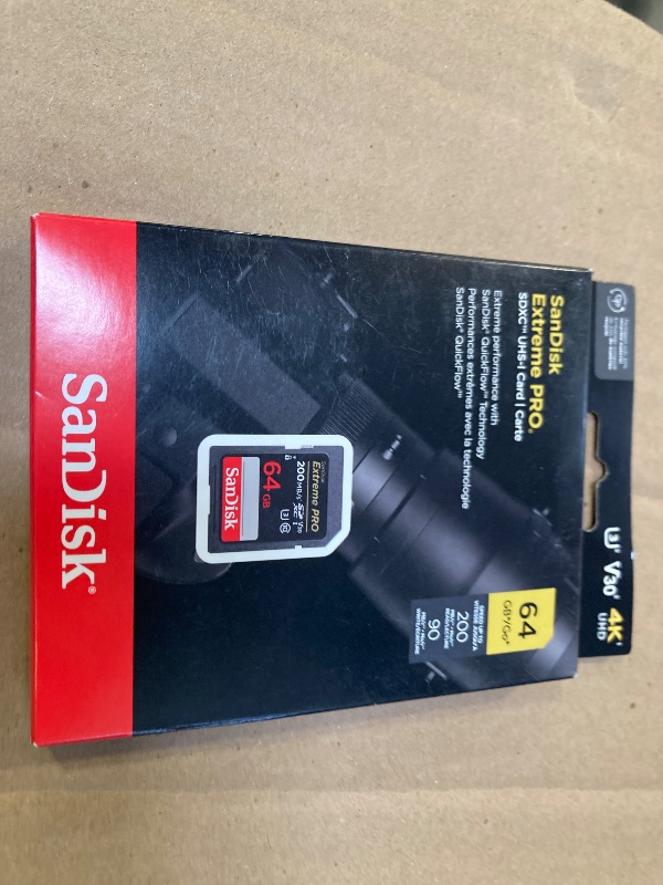 Photo 1 of SanDisk 64GB Extreme PRO SDXC UHS-I Memory Card - C10, U3, V30, 4K UHD, SD Card - SDSDXXU-064G-GN4IN