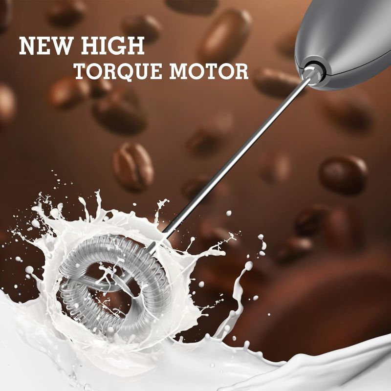 Photo 1 of SIMPLETaste Milk Frother Handheld Battery Operated Electric Foam Maker, Drink Mixer with Stainless Steel Whisk and Stand for Cappuccino, Bulletproof Coffee, Latte