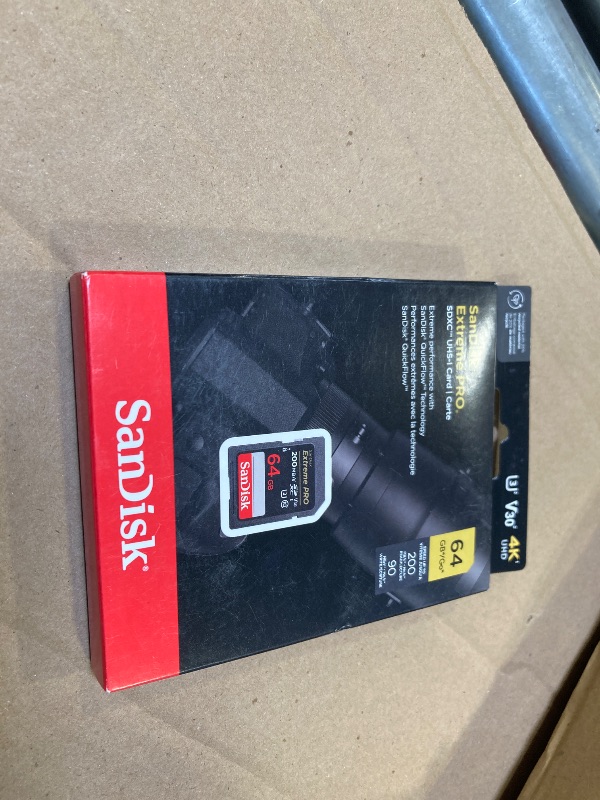 Photo 1 of SanDisk 64GB Extreme PRO SDXC UHS-I Memory Card - C10, U3, V30, 4K UHD, SD Card - SDSDXXU-064G-GN4IN