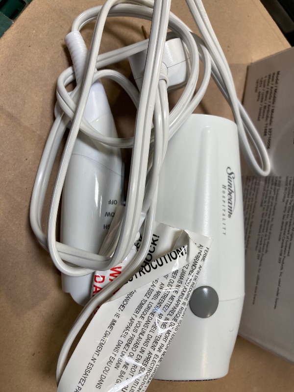 Photo 1 of Sunbeam HD3005-001 White Folding Hand Held 2-Speed Hair Dryer