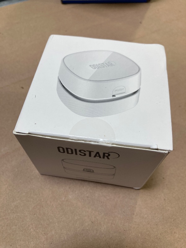 Photo 1 of ODISTAR Desktop Vacuum Cleaner, Mini Table dust Sweeper Energy Saving,High Endurance up to 90 mins,Cordless&360º Rotatable Design for Keyboard/Home/School/Office(White AA Battery)
