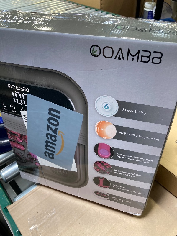 Photo 1 of OOAMBB Collapsible Foot Spa with Heat, Bubble and Temp Control, Foot Bath Massager with XL Touch Screen and Massage Rollers, Foot Soaking Tub, Pedicure Foot spa for Stress Relief (Grey)