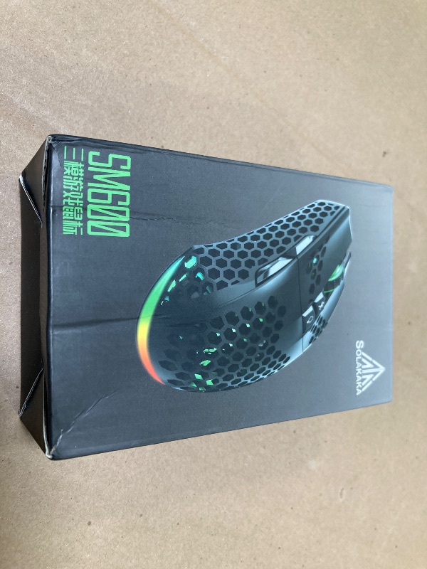Photo 1 of SOLAKAKA SM600 White Wireless Gaming Mouse,8000 DPI Tri-Modes BT5.1/Type-C Wired/2.4G Wireless Mouse with 2 Side Buttons, Programmable Macro Gamer Mouse with RGB Light for Laptop/PC/Mac