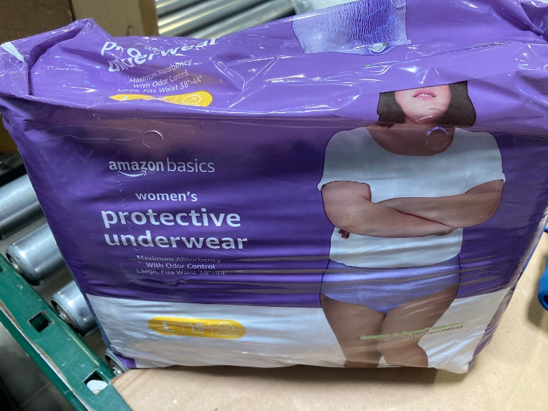 Photo 1 of Amazon Basics Incontinence Underwear for Women, Protective, Disposable, Postpartum, Maximum Absorbency, Large, Lavender, 18 Count