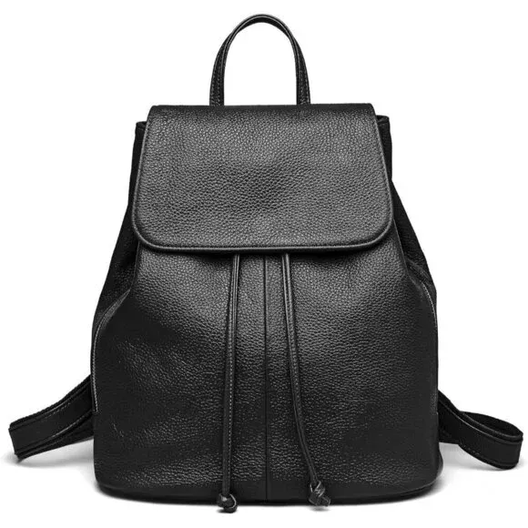 Photo 1 of Genuine Leather Backpack Purse for Women: Anti-Theft RFID Designer Leather Handbags - Elegant Ladies Shoulder Bags Travel Backpack Black