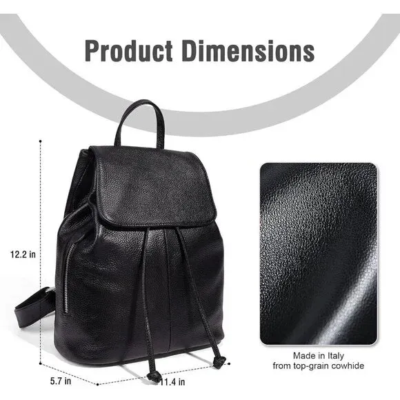 Photo 1 of Genuine Leather Backpack Purse for Women: Anti-Theft RFID Designer Leather Handbags - Elegant Ladies Shoulder Bags Travel Backpack Black
