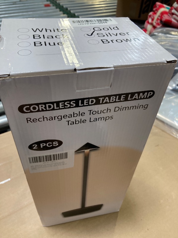 Photo 1 of KROPTIB Cordless Table Lamps,LED Rechargeable Desk Lamp,Portable Modern USB Battery Operated Lights,Outdoor Waterproof Touch Dimmable,for Patio,Restaurant,Bar,Camping,Dining Home Set of 2 Silver