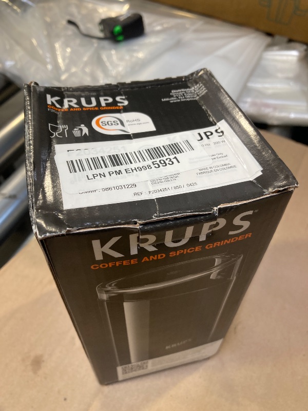 Photo 1 of KRUPS Precision Electric Coffee Grinders: 3 oz Capacity, 200W Motor, Stainless Steel Blades for Uniform Grinding of Coffee Beans, Herbs, Nuts, and Spice Grinder (Black)