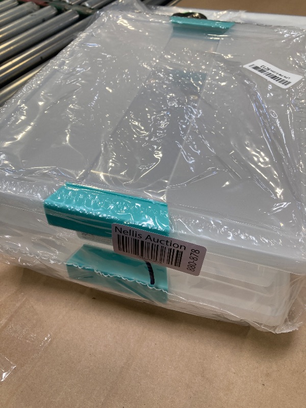 Photo 1 of STERILITE 19638606 Large Clip Box, Clear with Blue Aquarium Latches 2 pieces (Large)
