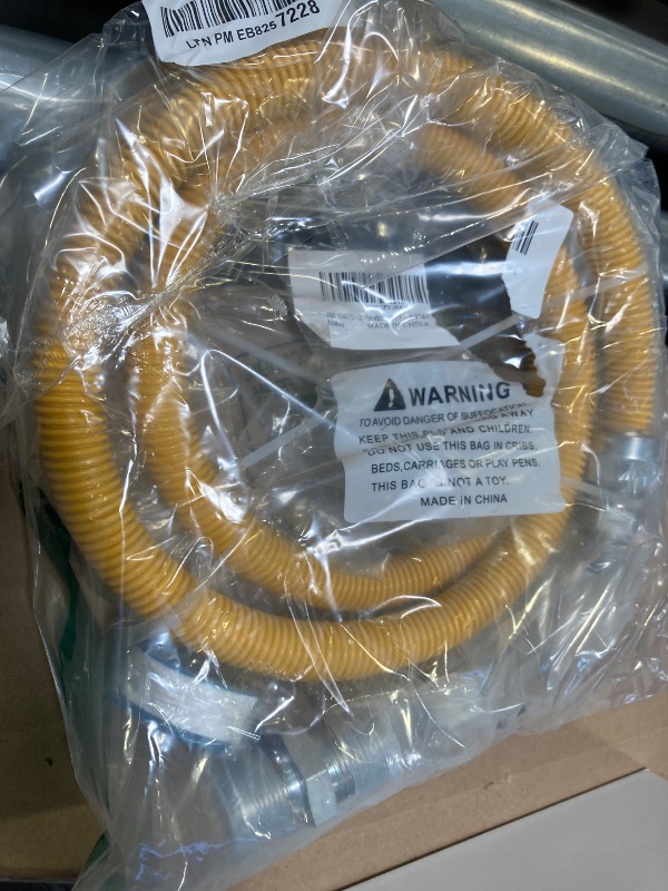 Photo 1 of AMI PARTS 72" Flexible Gas Line Kit Yellow Coated, Gas Hose Connector Kit for Dryer, Stove, Water Heater,5/8" OD(1/2" ID) Stainless Steel Gas Line with Connector 1/2" MIP &1/2"FIP & 3/4"MIP Fitting