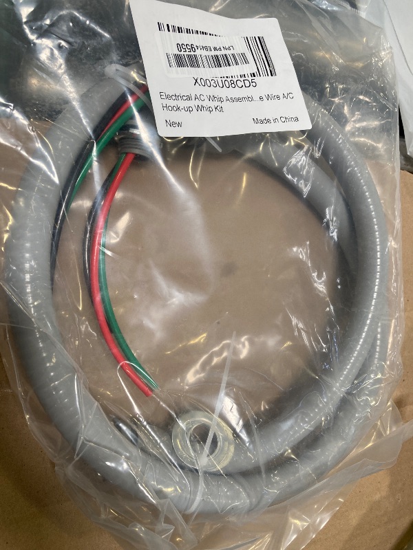 Photo 1 of Electrical AC Whip Assembly -1/2" x 4ft Non-Metallic Liquid Tight Electrical Conduit and 10 Gauge Wire A/C Hook-up Whip Kit