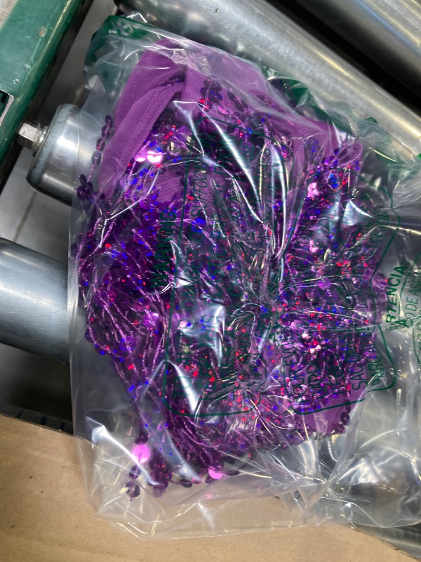 Photo 1 of Women Sequin Tassel Skirt Glitter Sparkly Fringe Belly Dance Hip Scarf Skirts Metallic Rave Party Belts Costume Purple
