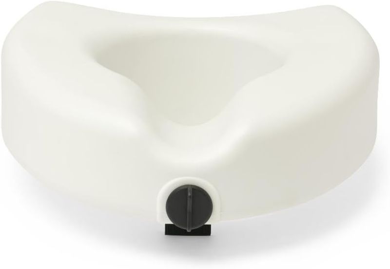 Photo 1 of Medline Elevated Toilet Seat Riser W/Microban Antimicrobial Protection for Seniors, Adults & Handicapped – 350 Lbs. Capacity, White
