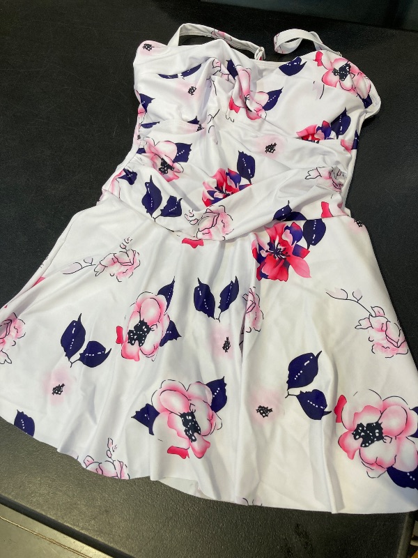 Photo 1 of Women's Crossover Ruched Skirt One Piece Swim dress Swimsuit Bathing Suit Dress - size L