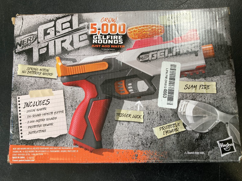 Photo 1 of Nerf Pro Gelfire Legion Spring Action Blaster, 5000 Rounds, 130 Hopper, Protective Eyewear, Slam Fire, Ages 14 & Up