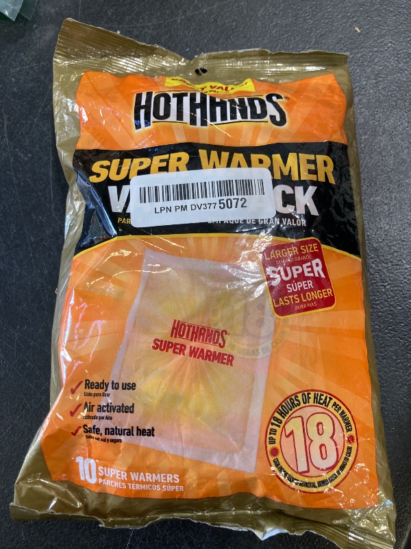 Photo 1 of HotHands Body & Hand Super Warmers - Long Lasting Natural Odorless Air Activated Warmers - Up to 18 Hours of Heat - 10 Individual Warmers