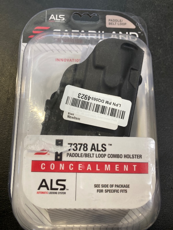 Photo 1 of Safariland 7378 7TS ALS Concealment Paddle & Belt Slide Holster, Sig Sauer P320 Compact 9mm, .40, .45, Left Hand, SafariSeven Plain Black