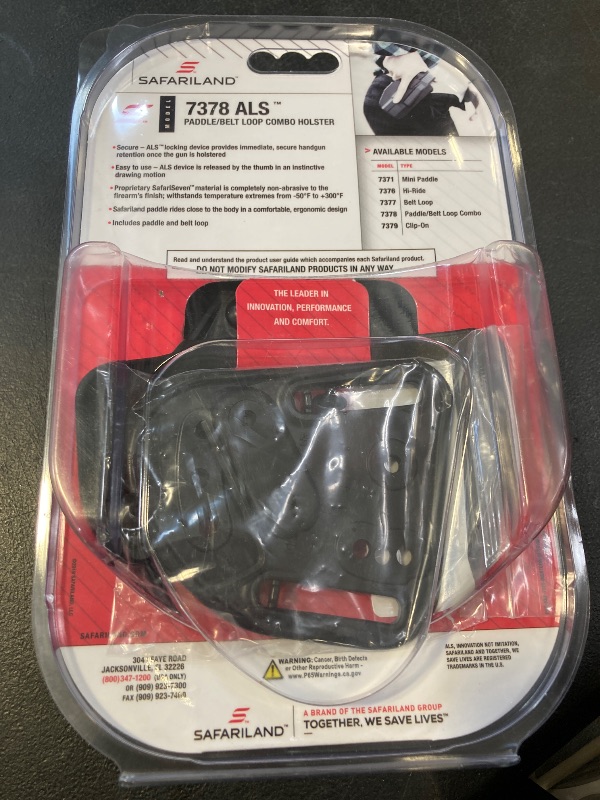 Photo 1 of Safariland 7378 7TS ALS Concealment Paddle & Belt Slide Holster, Sig Sauer P320 Compact 9mm, .40, .45, Left Hand, SafariSeven Plain Black