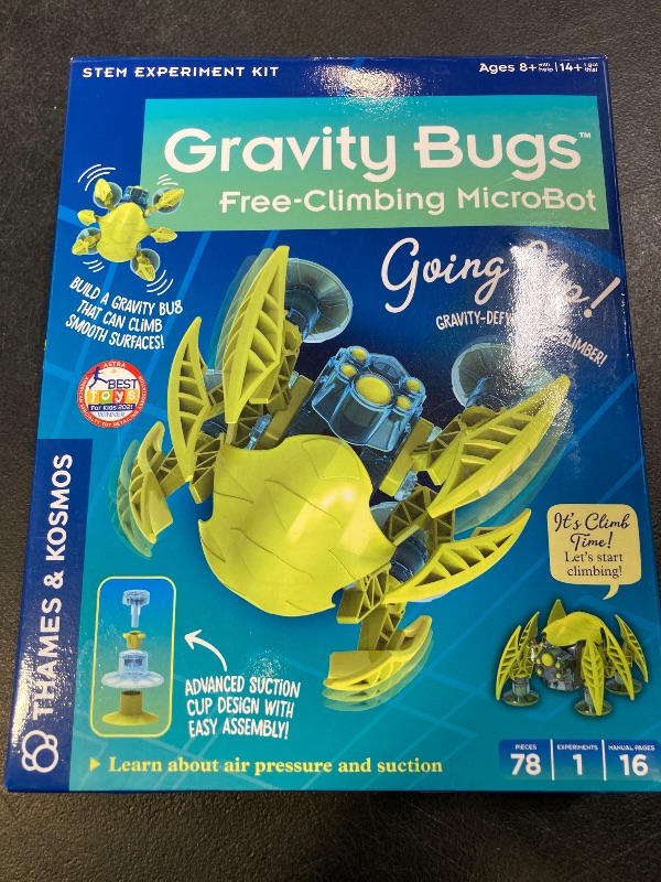 Photo 1 of Thames & Kosmos Gravity Bugs Free-Climbing MicroBot | Build a Robotic Wall-Crawling Bug | Explore STEM Lessons in Air Pressure, Suction | Hands-on Physics & Engineering Construction Kit, Blue