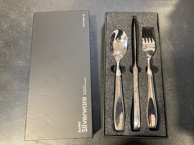 Photo 1 of BUNMO Utensils for Elderly, Arthritis, Weak Hand Grip & Handicapped - for Tremors and Parkinsons Patients - Stainless Steel - Eat Independently - Weighted 3 Piece Set