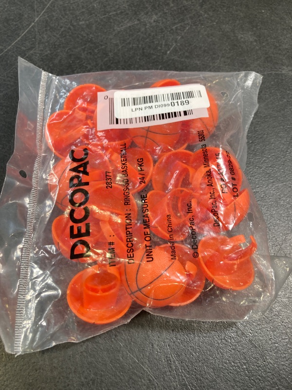 Photo 1 of DECOPAC 3D Basketball Rings, Cupcake Decorations, Food Safe Cake Toppers – 24 Pack