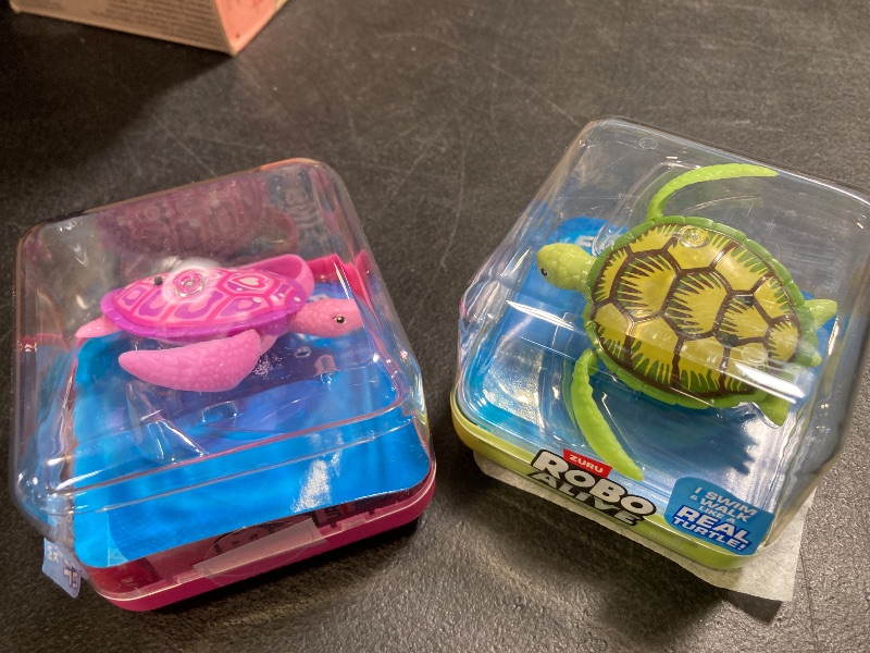 Photo 1 of ROBO ALIVE Robo Turtle Robotic Swimming Turtle (Green + Pink) by ZURU Water Activated, Comes with Batteries, Exclusive (2 Pack)